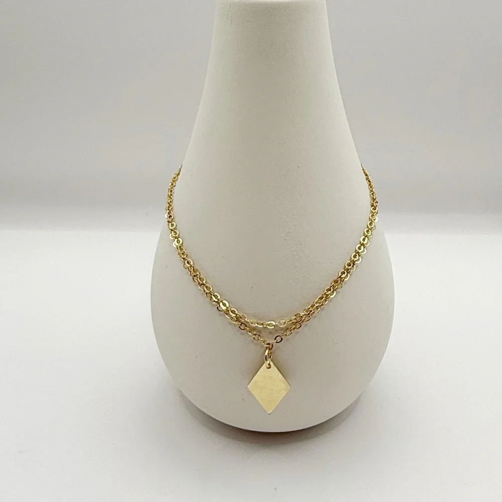 Gold Double Layer Bracelet Anklet | Minimal Diamond Charm Adjustable